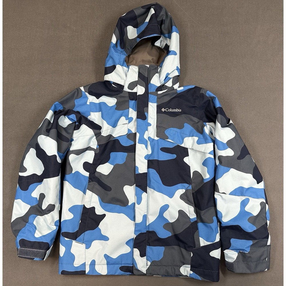 Columbia Jacket Boys Size Medium Blue Camo Interchange Omni - OUTER SHELL ONLY